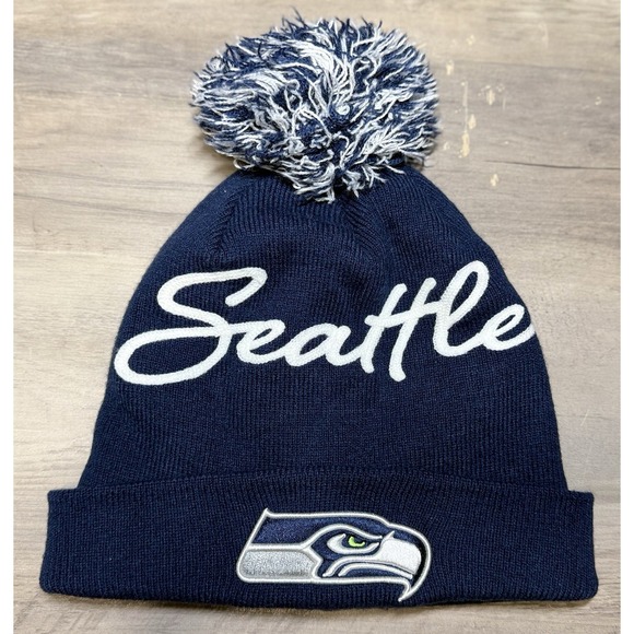 New Era Other - Seattle Seahawks New Era Pom Beanie Winter Knit Hat Stocking Cap Men NFL Blue